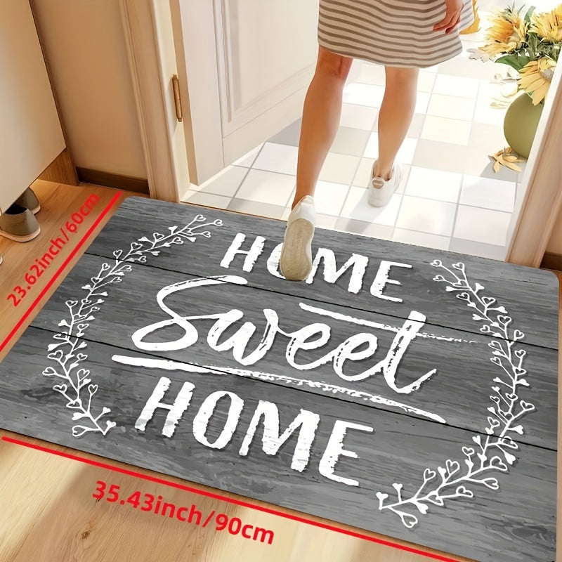 Коврик для двери с принтом «Home Sweet Home», 1 шт., нескользящий полиэстеровый коврик для входной двери, гостиной, спальни. Можно стирать, прямоугольной формы, низкий ворс, машинная работа, акцент для домашнего декора