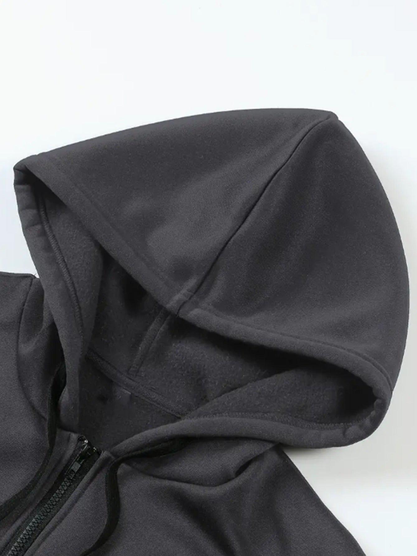 Plus-Size Cartoon Print Zip-Up Hoodie with Pockets and Drawstring for Spring Summer Fall