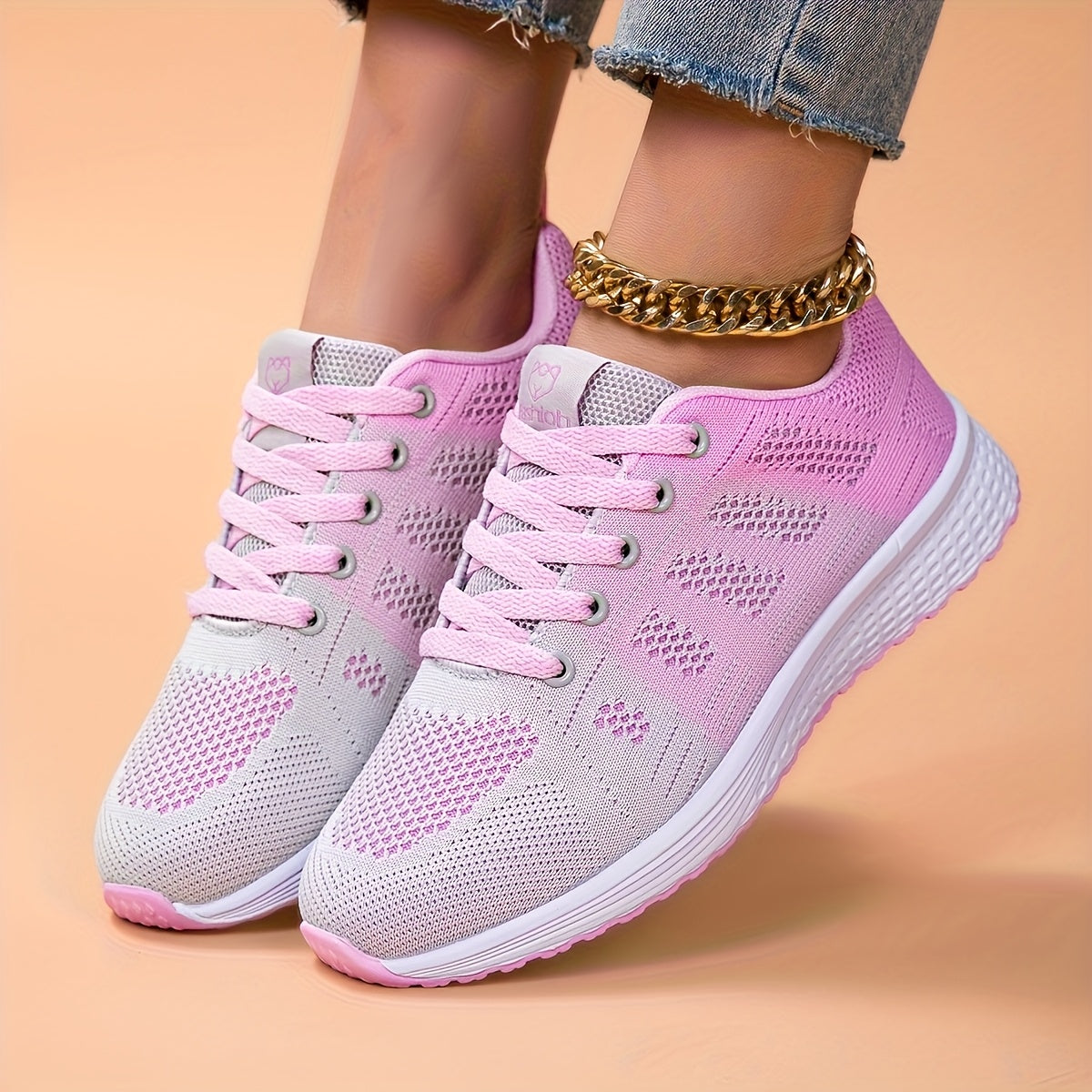 Women's Breathable Mesh Running Shoes Lightweight Sneakers Black Pink