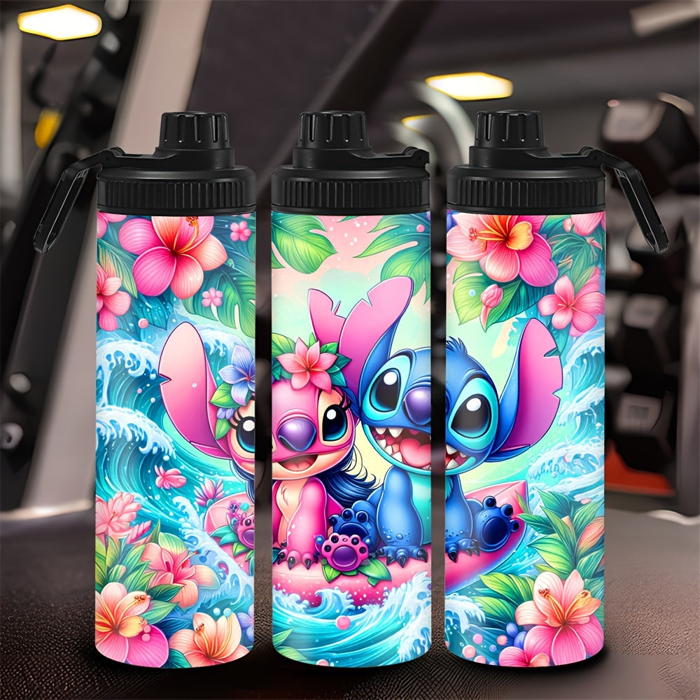 20oz Stainless Steel Water Bottle with Stitch and Angel Cartoon Characters Insulated Hot Cold Travel