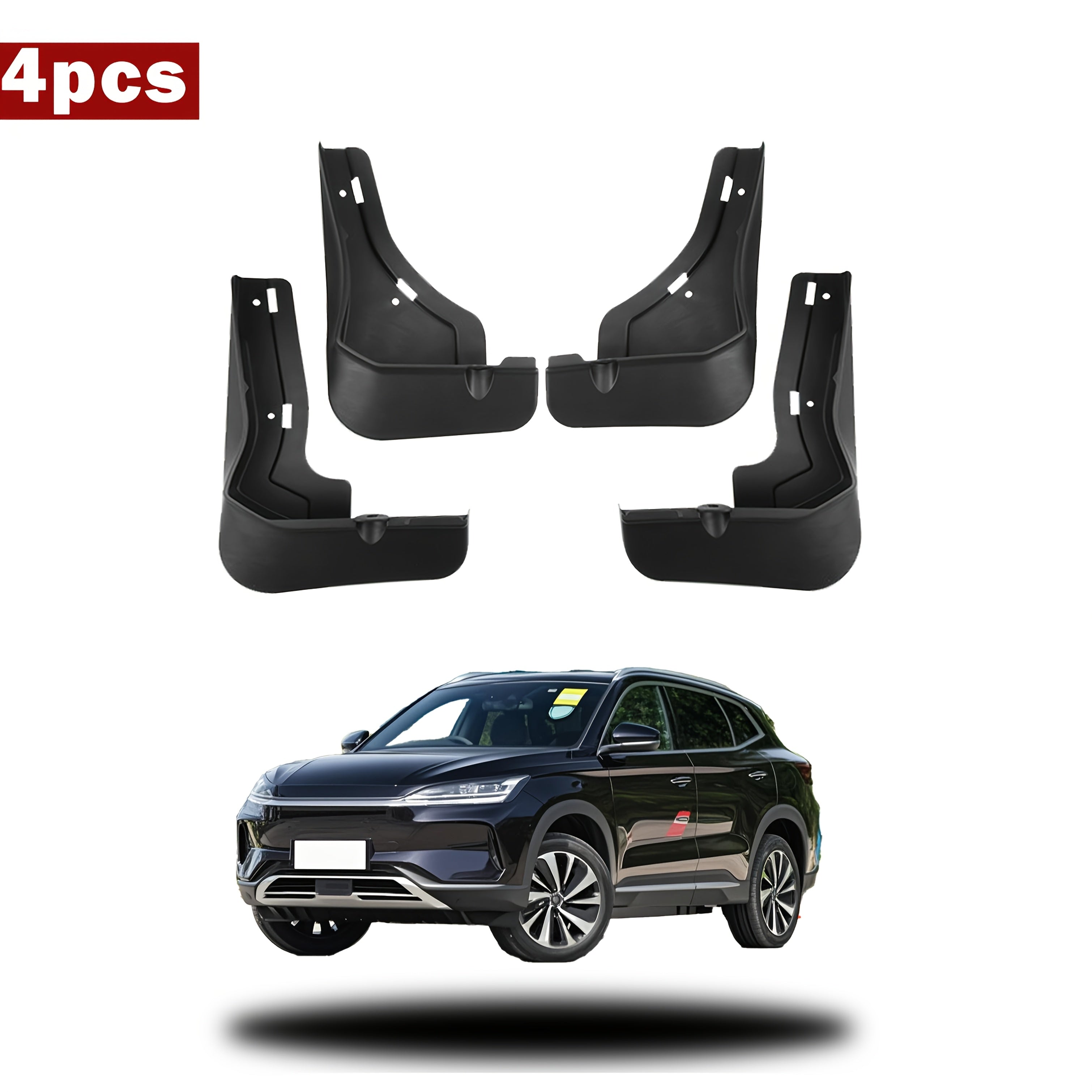 Car Mud Flaps Set for Sedan Front and Rear Wheel Protection Durable Black