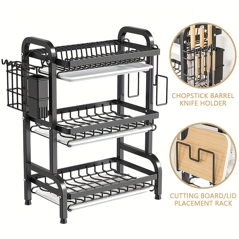 Qayta ishlanadigan zanglamas po'latdan yasalgan oshxona tashkilotchisi, idish va asboblarni saqlash uchun, elektr quvvati talab qilinmaydi, ko'p funksiyali plastinka tokchasi.