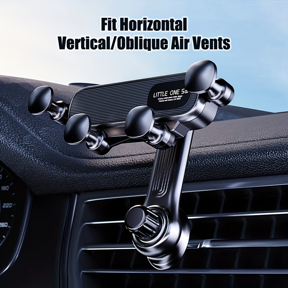Waterproof ABS Car Phone Mount with Gravity Lock Anti-Shake Adjustable Air Vent Grip