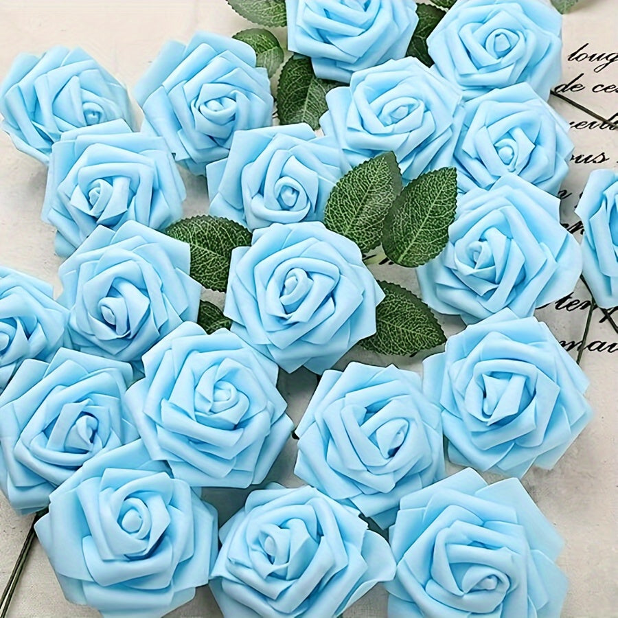 Artificial Roses with Stems 25 Pack for Wedding Bouquets and Home Decor