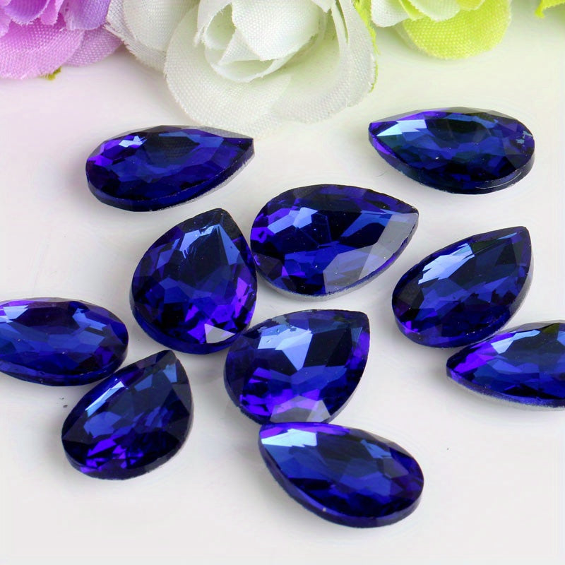 Set of 30 Vibrant Teardrop Rhinestones for Jewelry Making in Assorted Colors