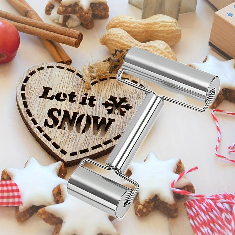 Двусторонняя скалка из нержавеющей стали — универсальный Т-образный инструмент для выпечки, приготовления пельменей и многого другого на кухнях и в ресторанах