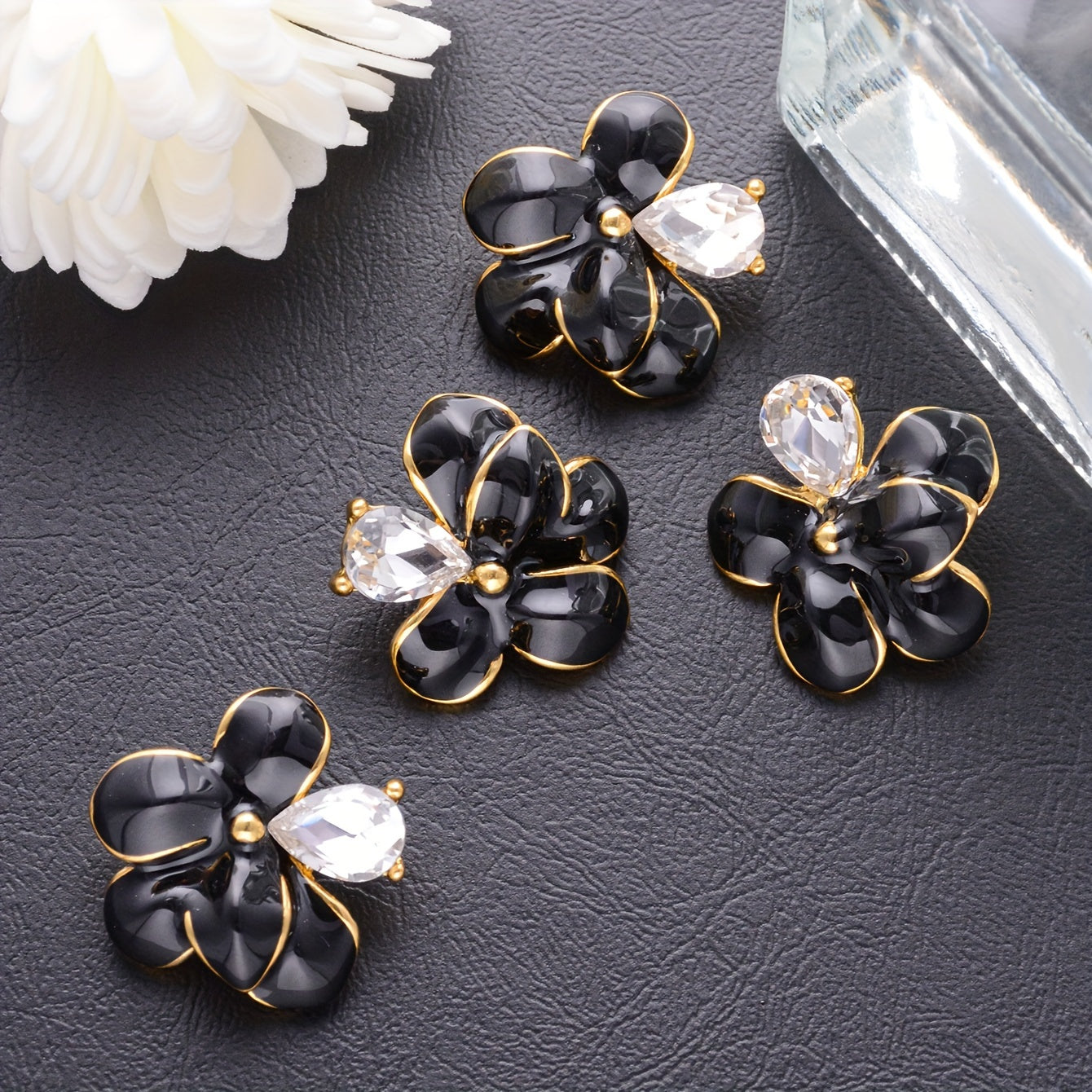 Set of Four Elegant Alloy Flower Brooch Pins for Shirts Sweaters Coats and Accessories