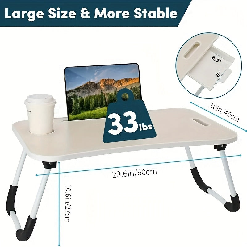 Large Portable Laptop Bed Table with Cup Holder Drawer for Reading and Eating in Bed or on Sofa