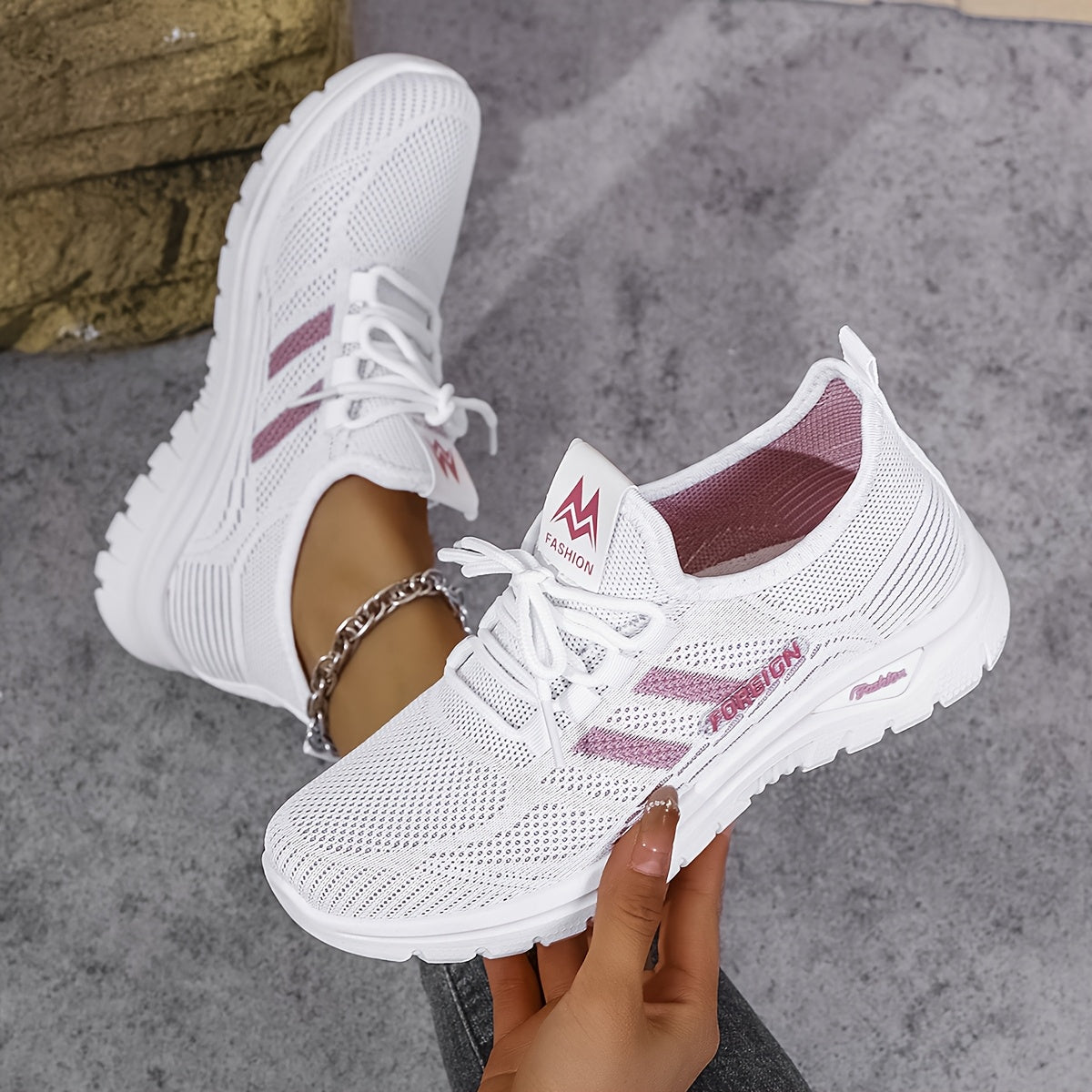 Women’s Casual White Sneakers Breathable Comfort Flat Sole