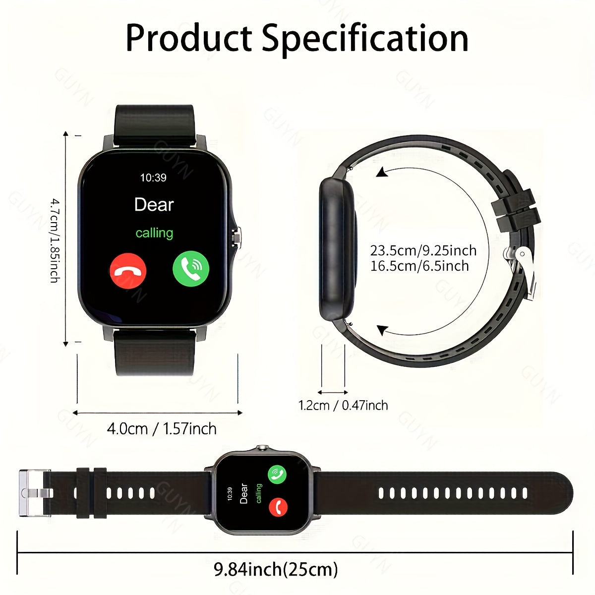 Smart Watch with HD Display Sports Modes Notifications Weather Forecast Wireless Calling USB Charging for Men Women