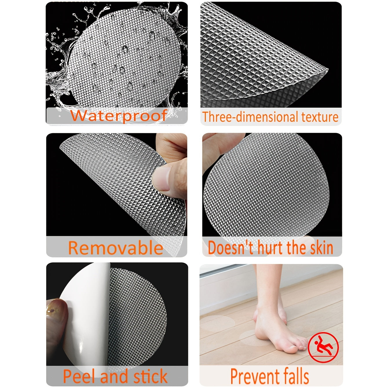 10 Waterproof Anti-Slip Shower Stickers Transparent PEVA Tape Bathroom Safety