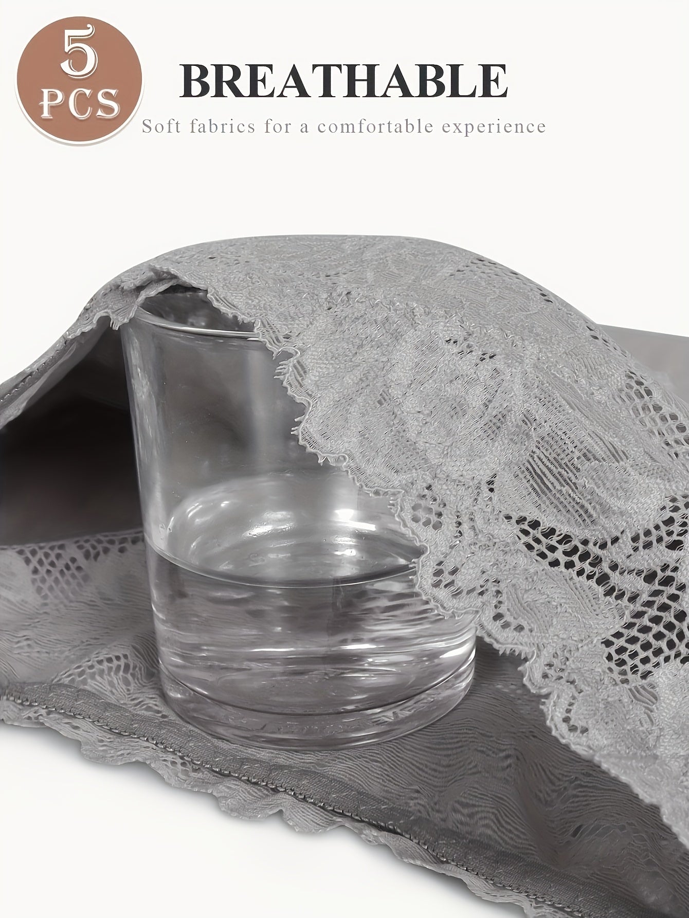 Plus-Size High-Waist Tummy Control Panties with Lace Trim and Butt Lift 5 Pack