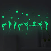 Illuminated Ballet Dancer and Butterfly Wall Decals for Teens and Adults Glossy Finish Stick-On PET Stickers