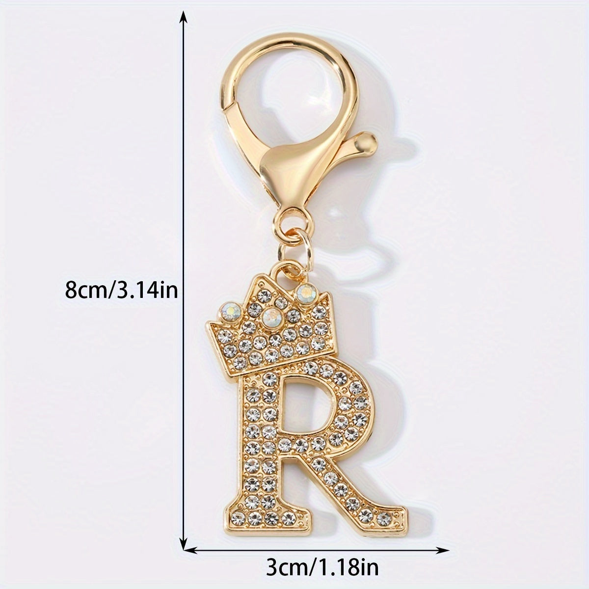 Men's Zinc Alloy Keychain with Artificial Diamond Crown and Letter Charms