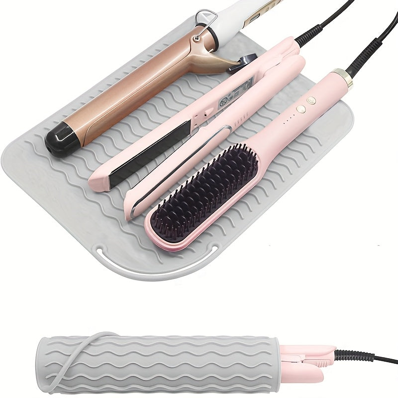 Tapete de viaje resistente al calor de silicona para herramientas de peinado 21x16 cm