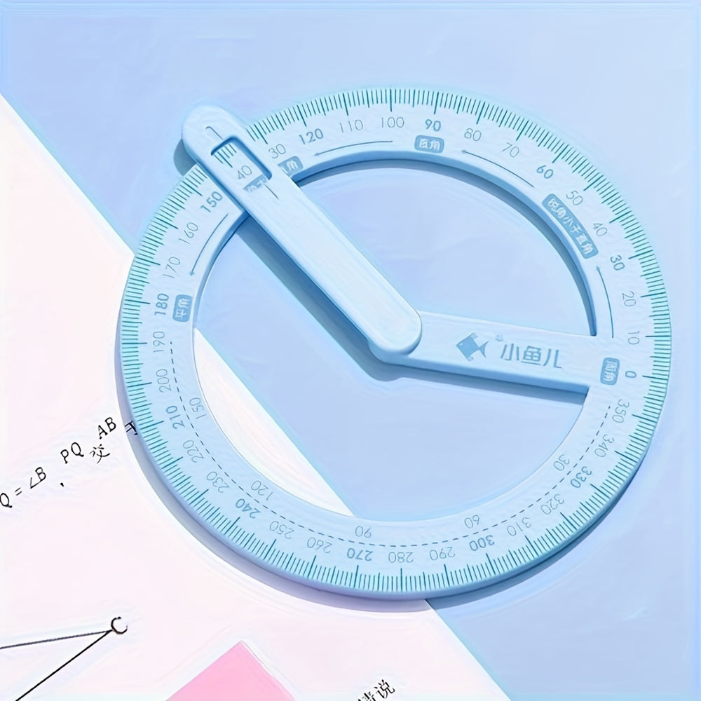 Matematika va geometriya uchun 360 darajaga buriladigan protractor to'plami, talabalar va o'qituvchilar uchun ta'lim vositasi