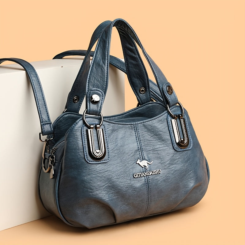 Ayollar uchun tasodifiy qora tote sumka, zip yopilishi va polyester ichki qismi bilan