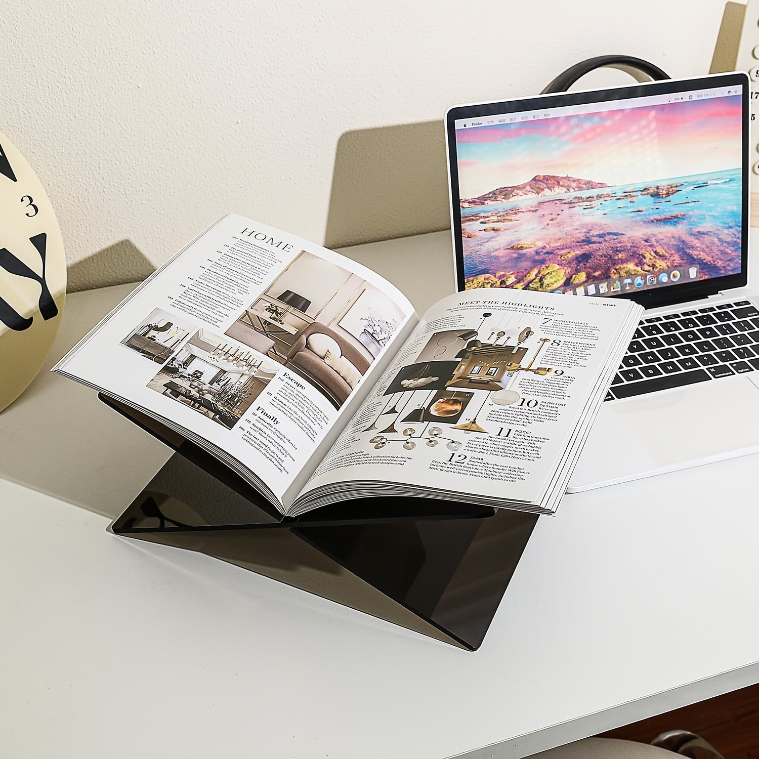 X-Shaped Transparent Acrylic Reading Stand for Books and Magazines