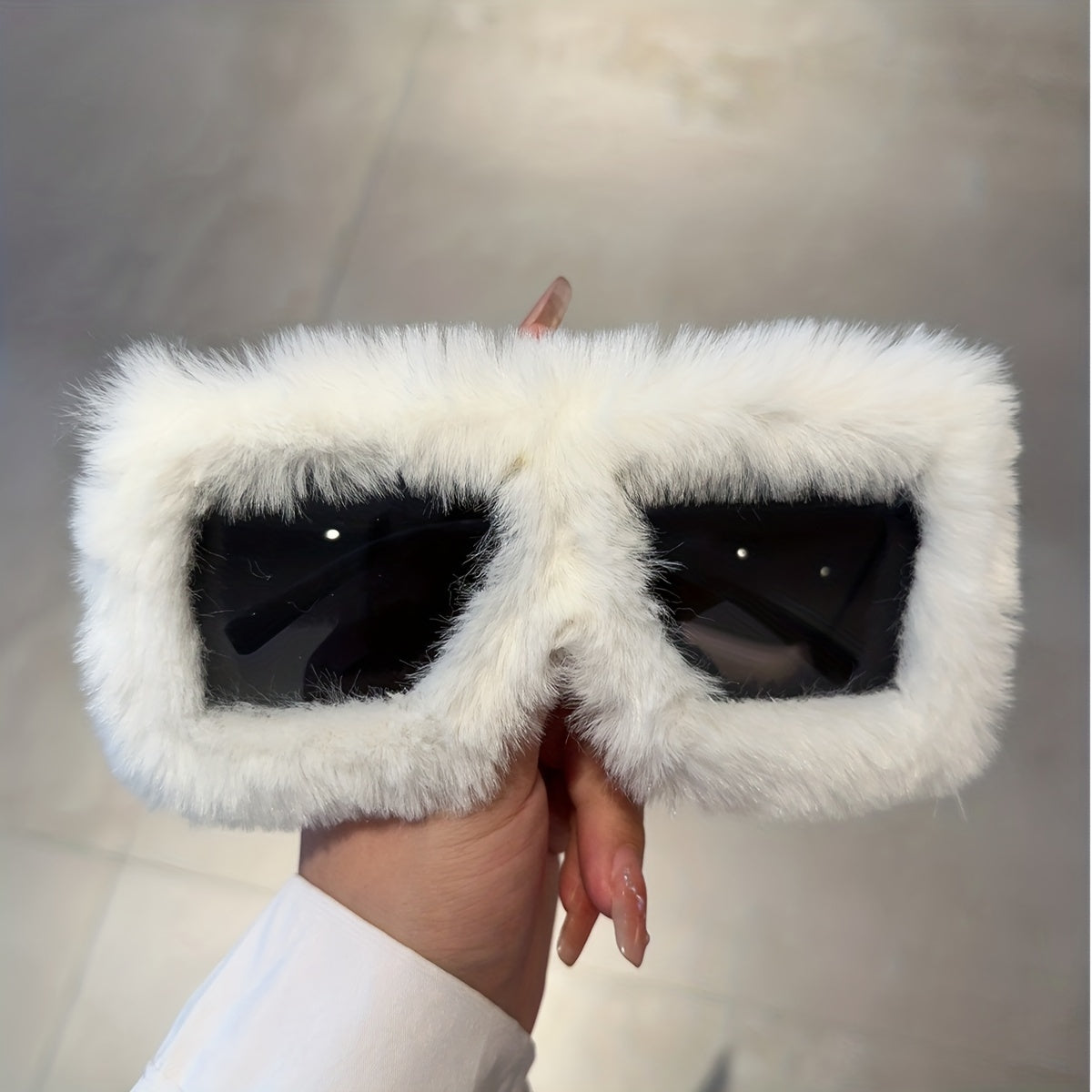 Unisex Fuzzy Plush Gradient Y2K Oversized Glasses for Beach and Party