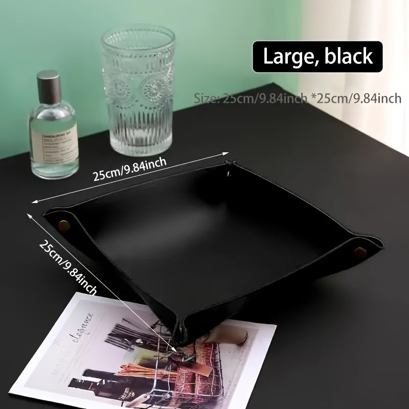 European Leather Desk Organizer for Keys Jewelry and Cosmetics Elegant Home Storage Tray