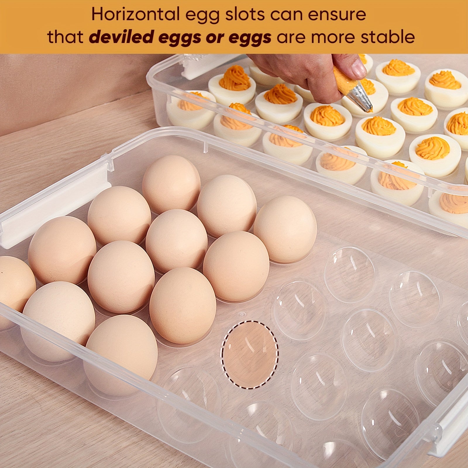 Plastic Egg Holder with Lid, Transparent, Stackable, 48 Eggs Storage