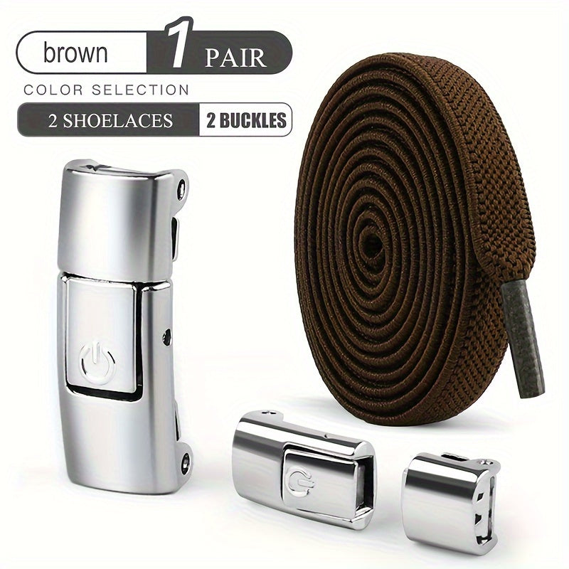 Unisex Stretch Rubber Shoe Laces Tieless Shoelaces With Buckle