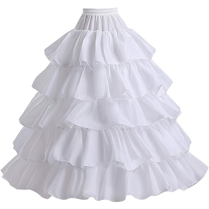 White Ruffled Petticoat for Women with Built-in Support for Bridal and Party Dresses