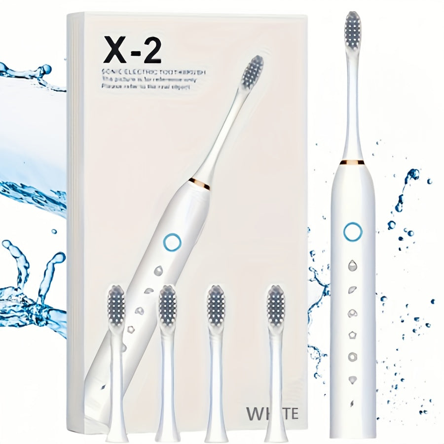 Adult Rechargeable Electric Toothbrush with 4 Brush Heads 6 Modes Travel