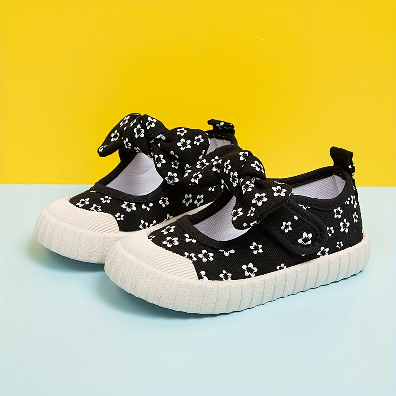 Girls' Color Block Sneakers with Bow Knot Lightweight Non-Slip Rubber Sole
