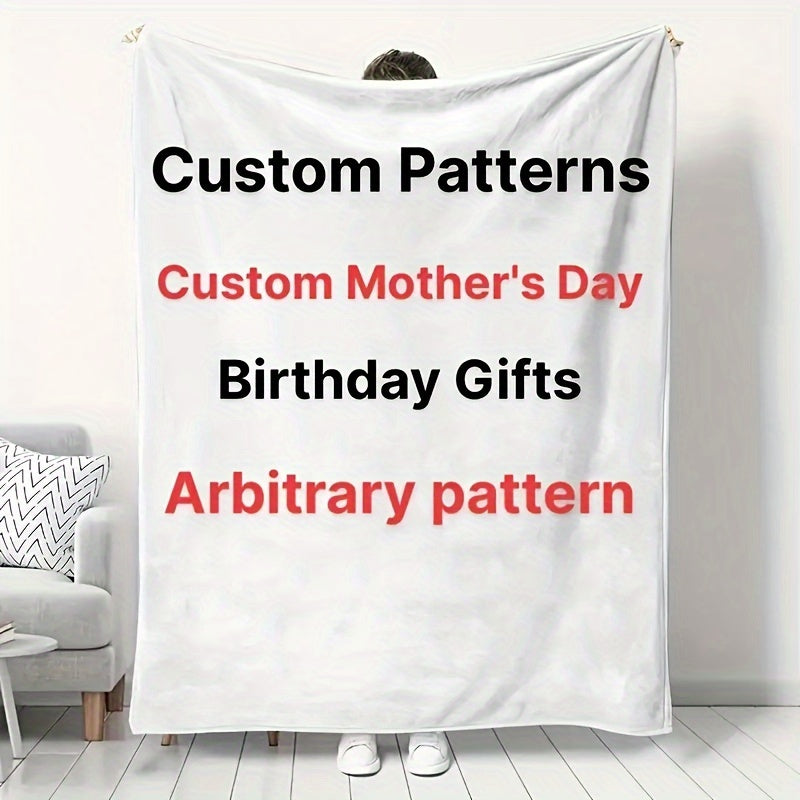 Custom Photo Throw Blanket with Contemporary Design, All-Season Polyester, Machine Washable