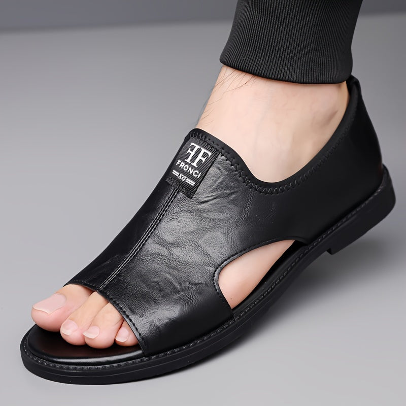 Men's PU Casual Slip-On Sandals for Spring Summer Solid Color