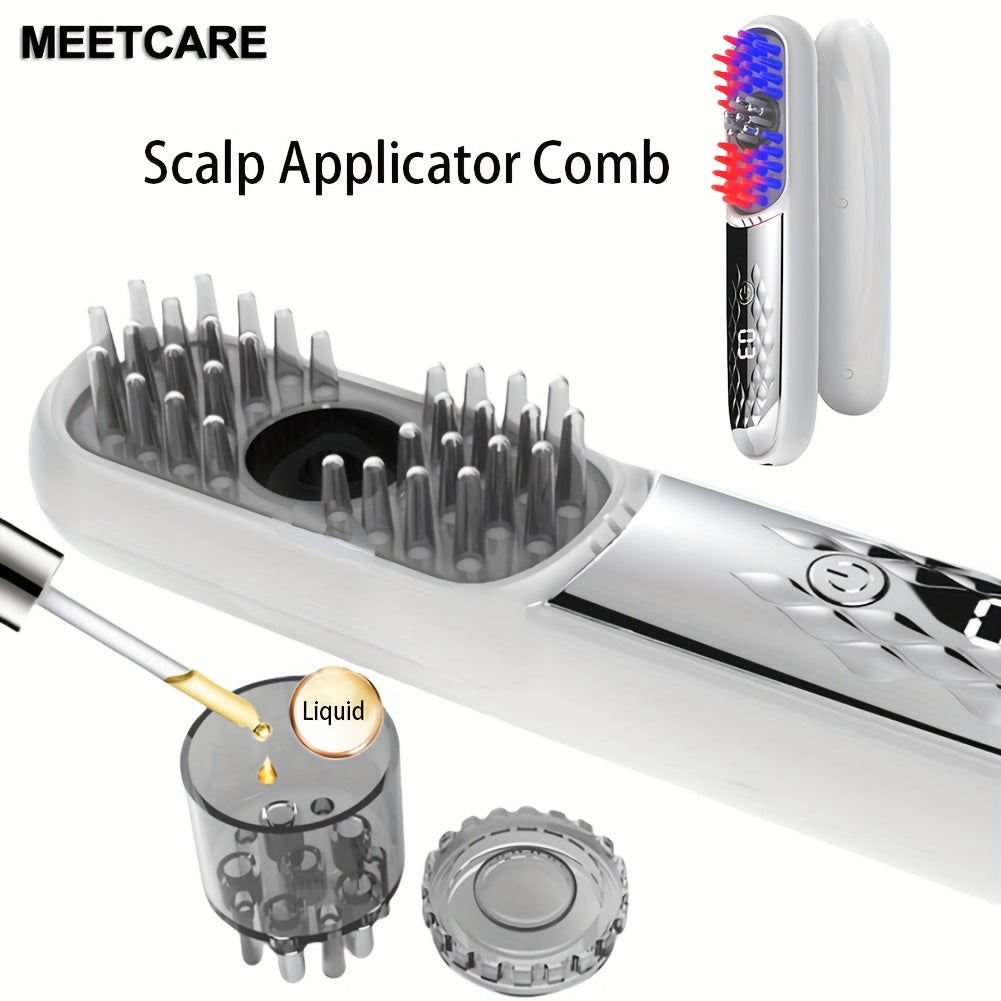 MEETCARE HF188 LED Bosh Terisini Stimulyatsiya Qiluvchi Taroq: Qayta Zaryadlanadigan 1200mAh Li-ion Batareya, USB Zaryadlash, 36V Maksimal Ishlash Voltaji, Soch O'sishi va Bosh Terisi Sog'lig'i uchun Ideal, Soch Parvarishi Qurilmasi.
