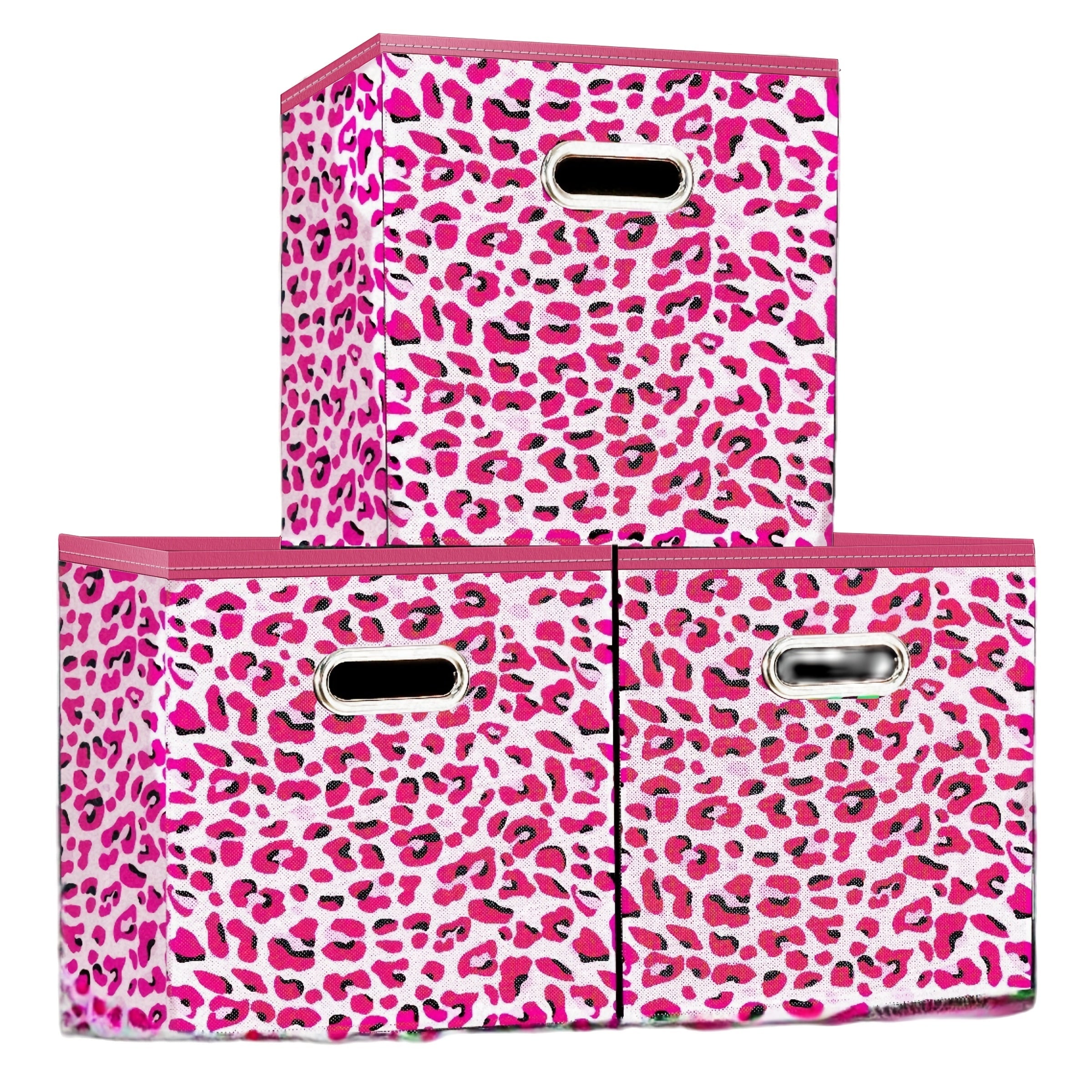 Juego de 6 cestas de tela plegables con asas en diseño de cubo en negro, azul y crema