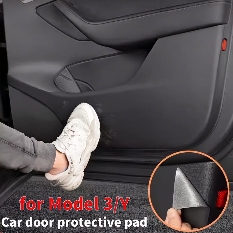 Car Door Protection Pad Pu Leather Anti-Kick Pad for Tesla Model 3 Y