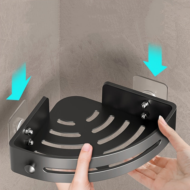 Wall-Mounted Bathroom Shelf with Towel Holder No-Drill Installation Resin Storage Rack for Toilets and Washrooms