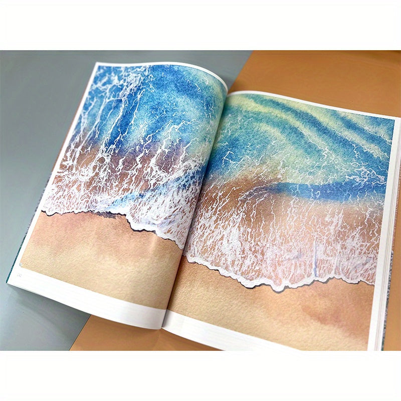 Watercolor Painting Tutorial for Dreamy Ocean Waves in Chinese