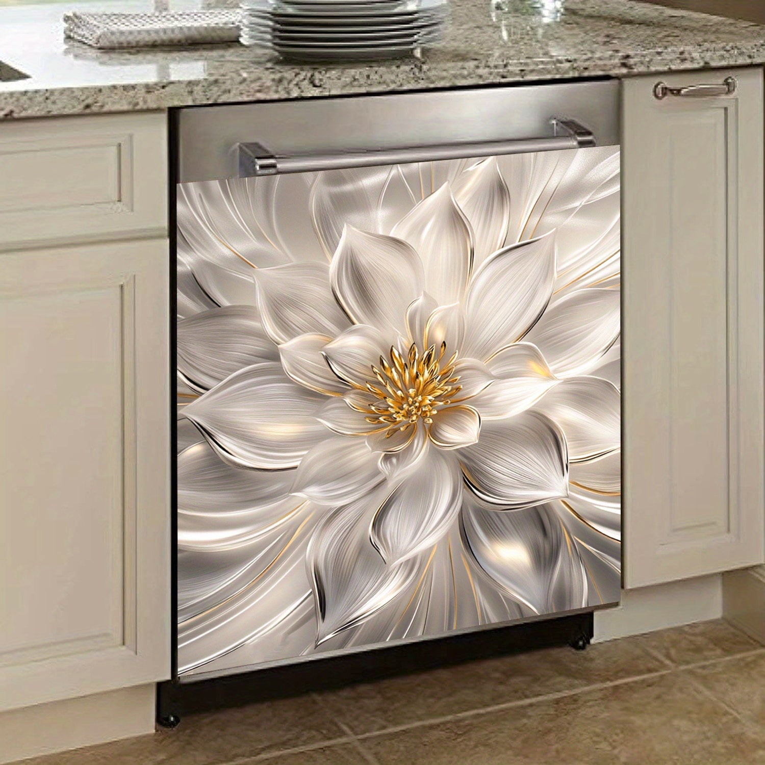 3D Lotus Naxshasi Pishirish Mashinasi Magnit Qopqog'i Suv o'tkazmaydigan Isitishga chidamli Oshxona Dekor Aksessuari