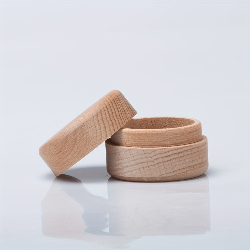 Круглая шкатулка для украшений из бука для колец, серег и ожерелий