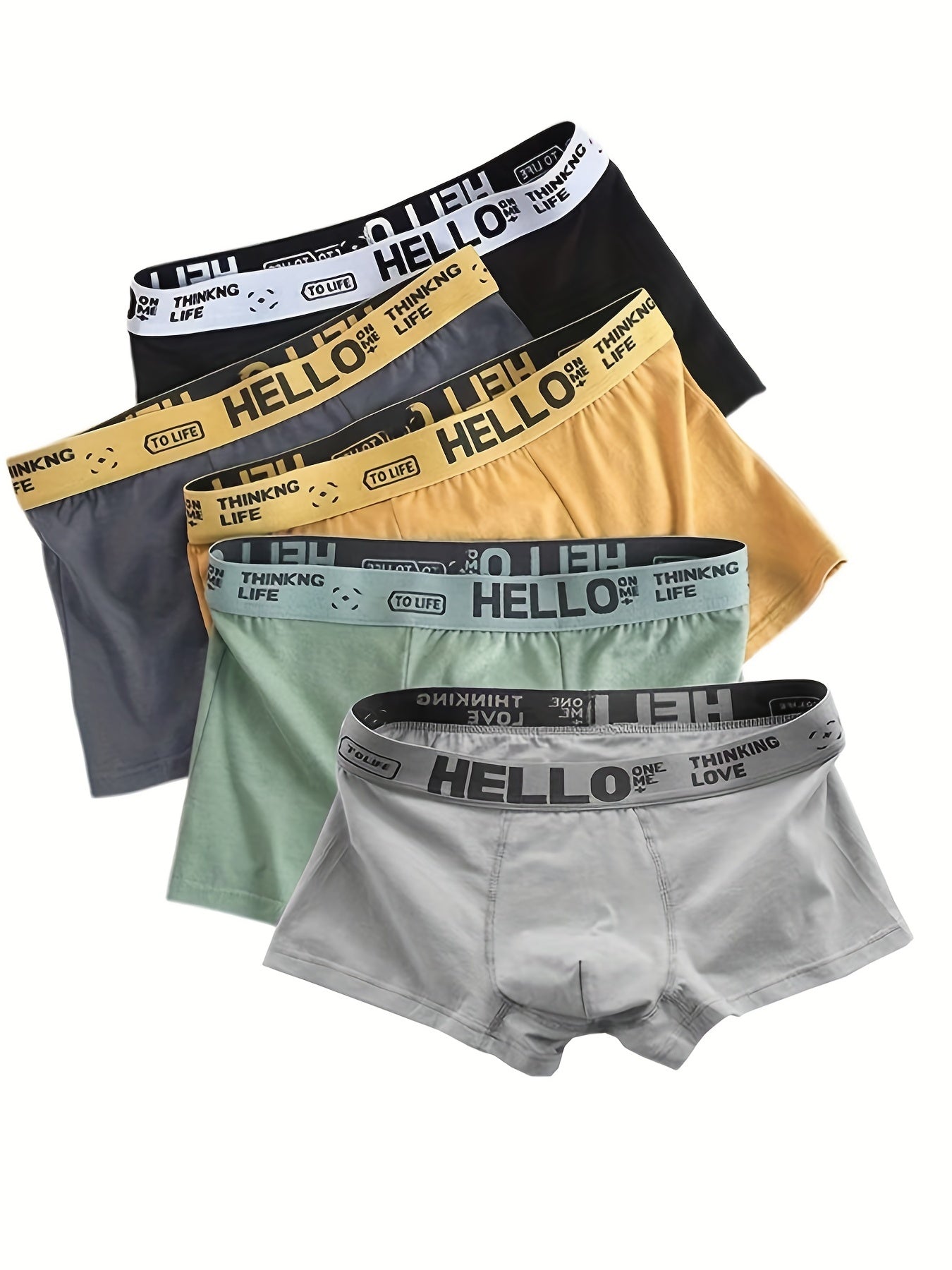 Men's High Stretch Breathable Polyester Elastane Boxer Briefs Set of 5 Solid Color Casual Shortie