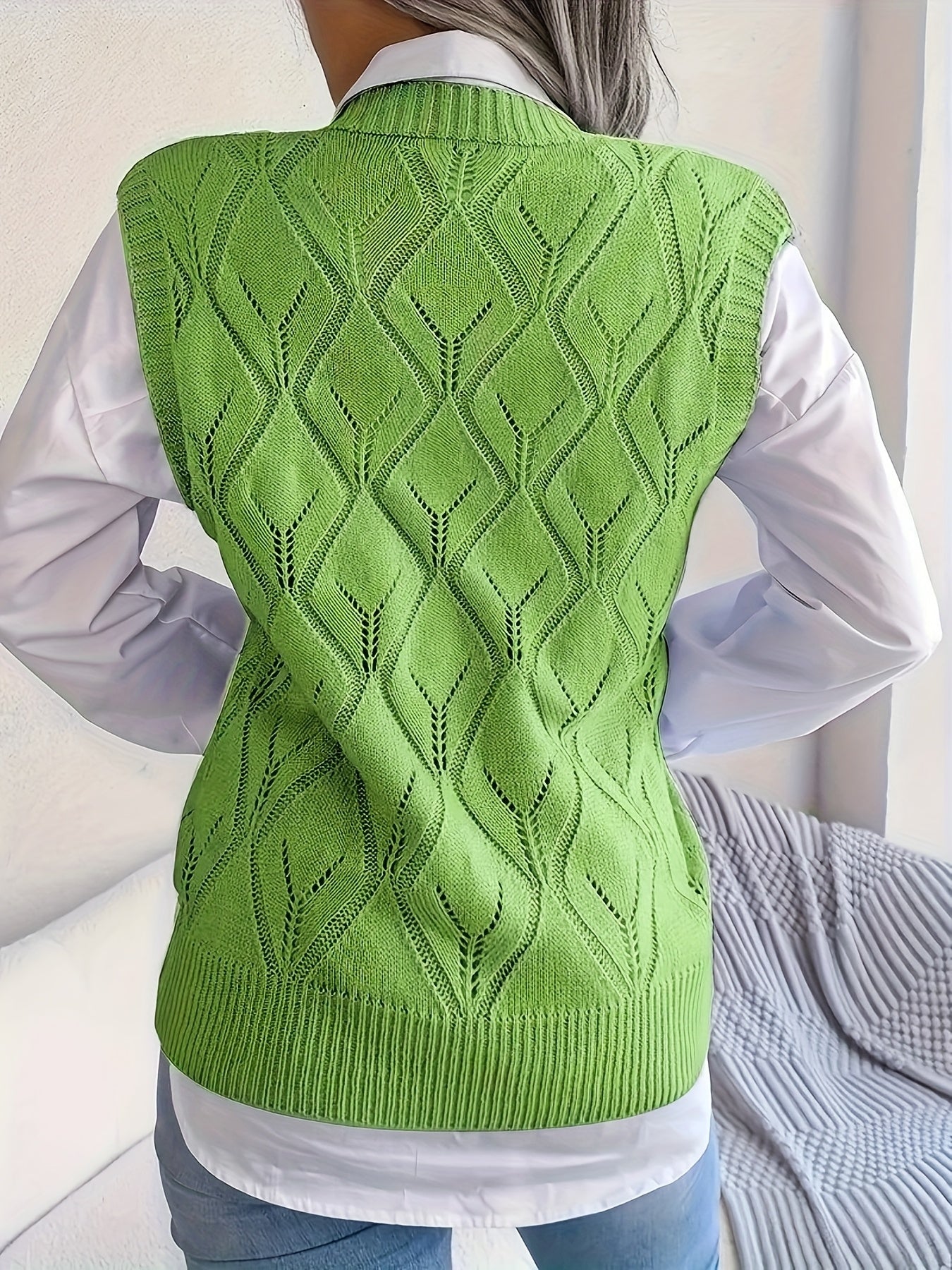 Женский свитер без рукавов с V-образным вырезом и кружевной отделкой для полных, повседневная одежда, слойка