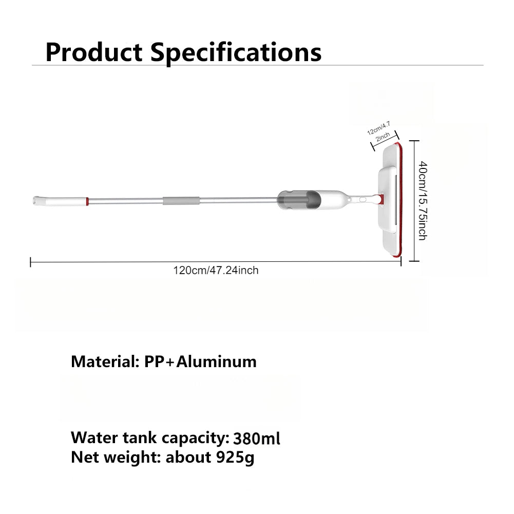 Set de trapeador en spray 3 en 1 y escoba para madera, baldosas y alfombra Limpieza en húmedo y seco