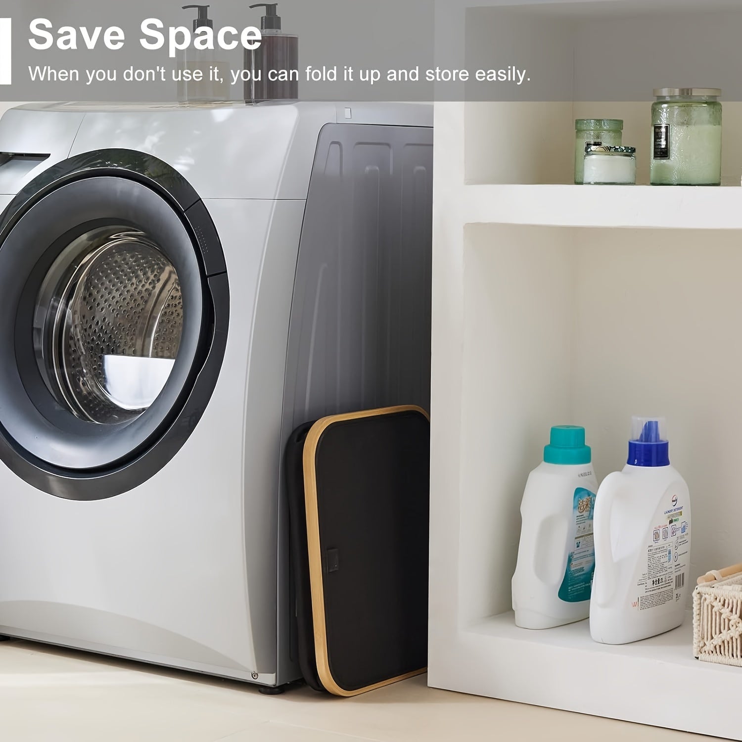 Large Foldable Laundry Hamper with Lid and Removable Inner Bag in Black Grey or White