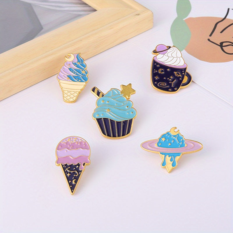 Ice Cream Cone Shape Alloy Brooch Cartoon Jewelry Cute Accessory