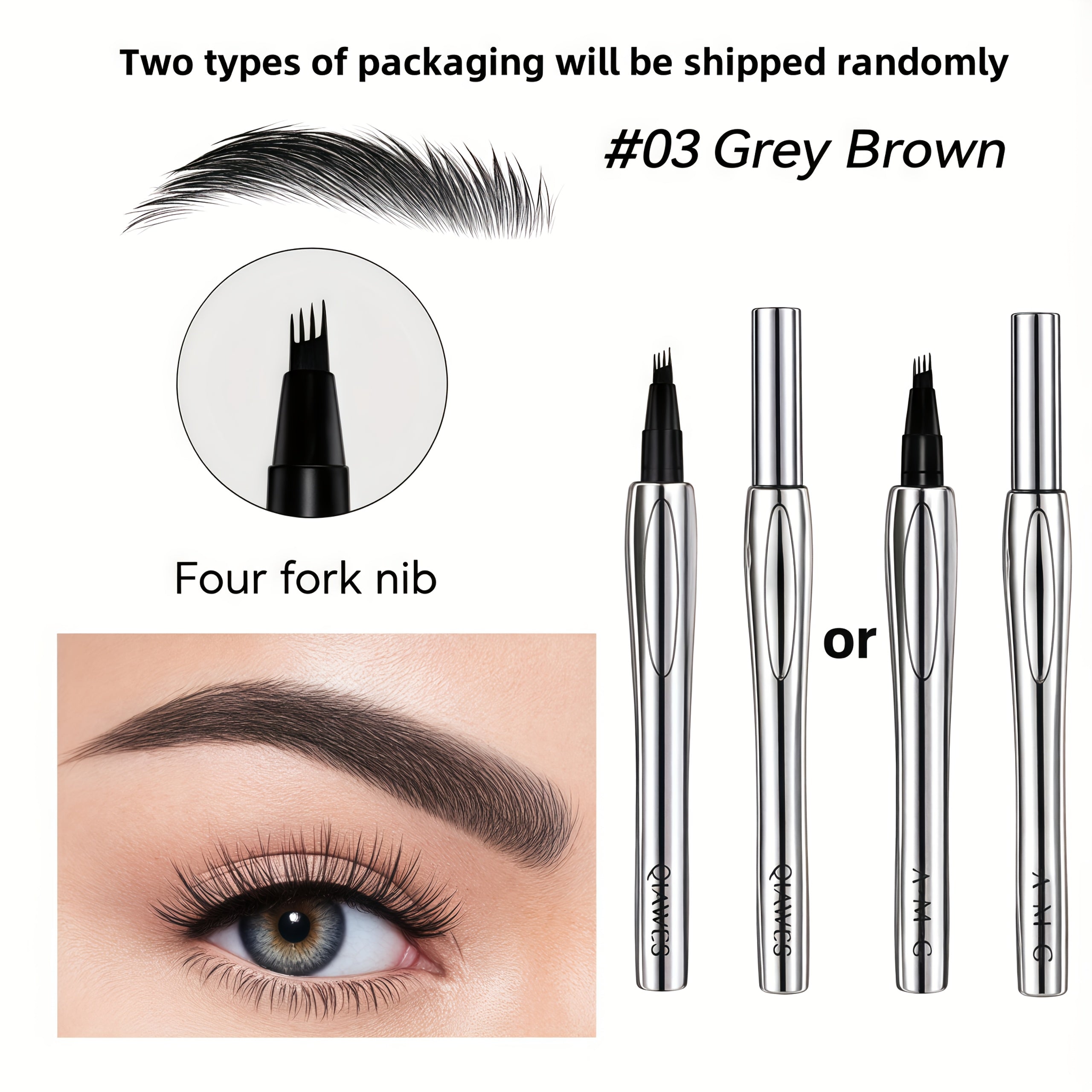 Lápiz de cejas impermeable para mujer, 3 colores, de larga duración y resistente al sudor