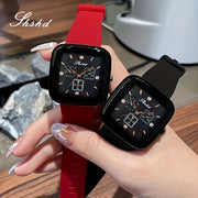 Women's Square Watch Autumn Winter Silicone Strap Minimalist Quartz Elegant