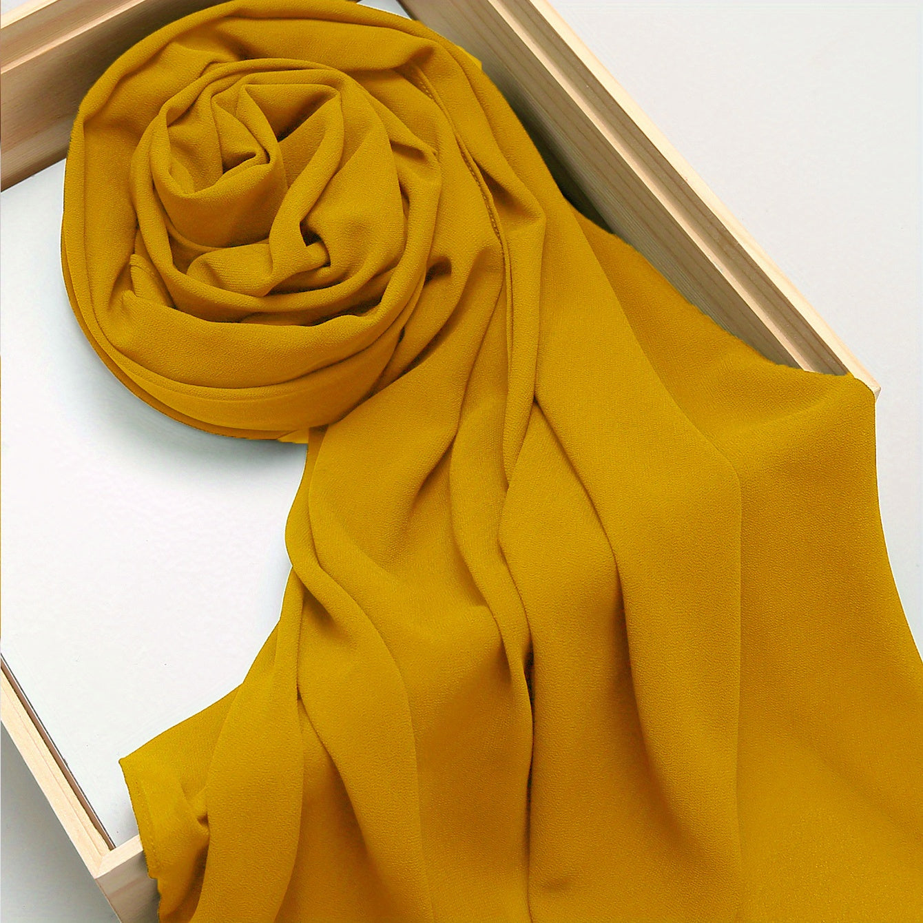Woven Polyester Chiffon Hijab Scarf Solid Color Lightweight Muslim Head Cover for Casual Ramadan