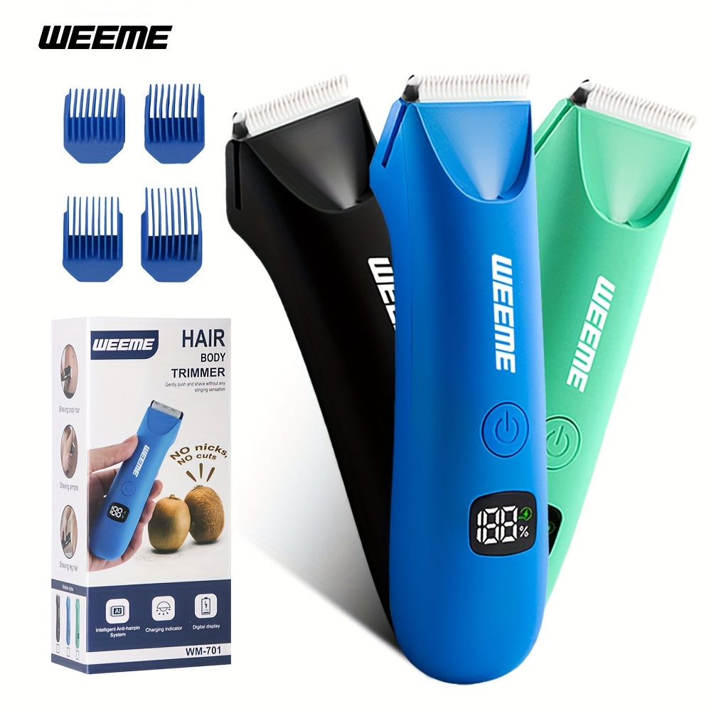 Cortapelos para hombres con cuchillas de cerámica, recargable por USB, batería de litio de 600mAh, cuidado completo del cuerpo