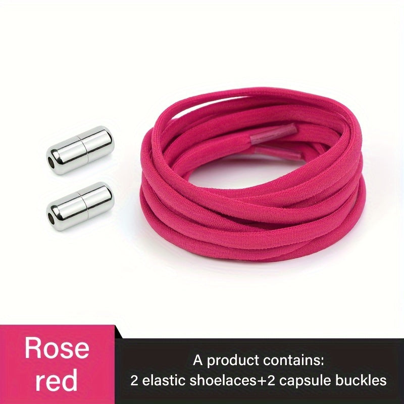 Unisex Elastic No-Tie Shoe Laces with Metal Buckle Quick Fasten Solid Color