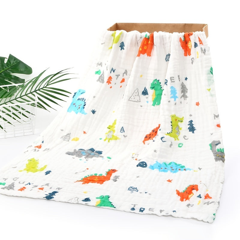 Soft and Cozy 6-Layer Gauze Swaddle Blanket with Cartoon Design in Vibrant Colors
