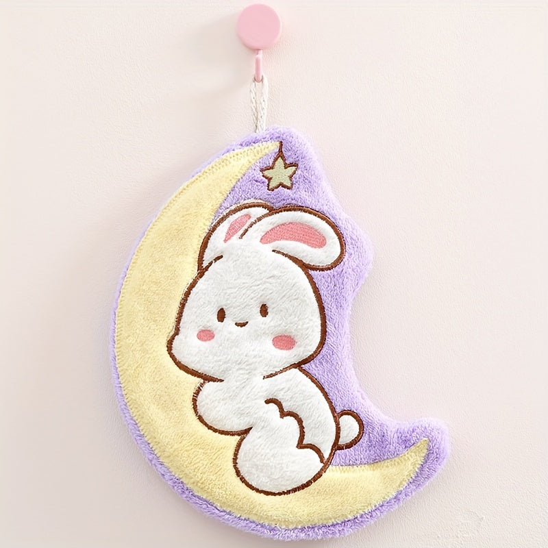 Cartoon Rabbit Fingertip Towel Absorbent Quick-Dry Polyester for Kitchen Bathroom Vanity